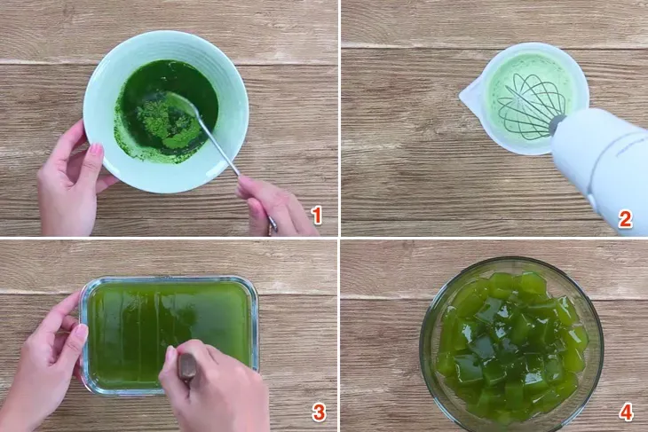 Cách làm matcha latte thạch trà xanh mát lạnh