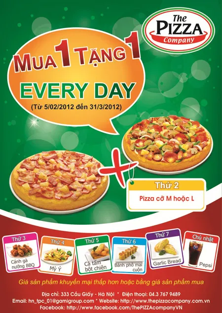 Cơn lốc quà tặng mừng The Pizza Company 1 t.uổi.